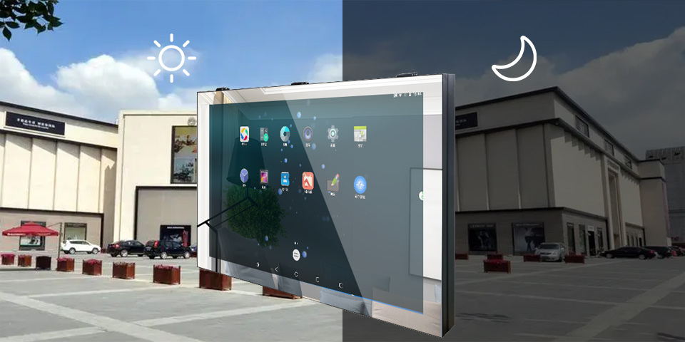 鏡面半戶(hù)外廣告一體機(jī)