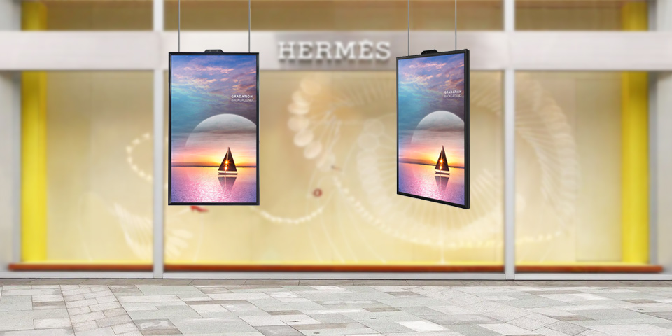 萬(wàn)達(dá)櫥窗高亮吊掛廣告機(jī)