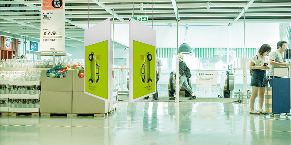 雙面吊掛鈑金常規(guī)款第一代櫥窗高亮廣告機